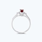 Pırlanta Garnet Taşlı Oval Yüzük