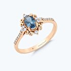 Pırlanta Mavi Topaz Vintage Yüzük