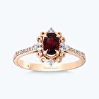 Pırlanta Rhodolite Taşlı Oval Yüzük