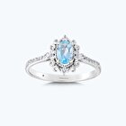 Pırlanta Mavi Topaz Oval Yüzük