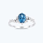Pırlanta Mavi Topaz Oval Yüzük