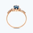 Pırlanta Mavi Topaz Oval Yüzük