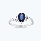 Pırlanta Safir Oval Yüzük