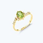 Pırlanta Yeşil Topaz Oval Yüzük