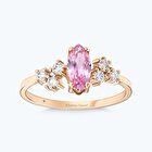Pırlanta Pembe Safir Markiz Yüzük