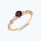 Pırlanta Rhodolite Taşlı Vintage Yüzük