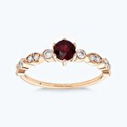 Pırlanta Rhodolite Taşlı Vintage Yüzük