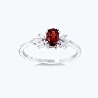 Pırlanta Garnet Taşlı Oval Yüzük