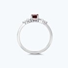 Pırlanta Garnet Taşlı Oval Yüzük
