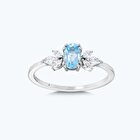 Pırlanta Mavi Topaz Oval Yüzük