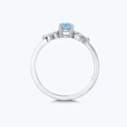 Pırlanta Mavi Topaz Oval Yüzük