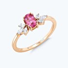 Pırlanta Pembe Safir Oval Yüzük