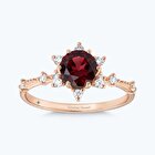 Pırlanta Rhodolite Taşlı Vintage Yüzük