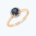 Pırlanta Mavi Topaz Vintage Yüzük