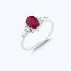 Pırlanta Garnet Taşlı Oval Yüzük