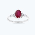 Pırlanta Garnet Taşlı Oval Yüzük
