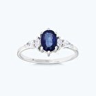 Pırlanta Safir Oval Yüzük
