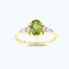 Pırlanta Yeşil Topaz Oval Yüzük