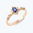 Pırlanta Safir Oval Yüzük