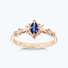 Pırlanta Safir Oval Yüzük
