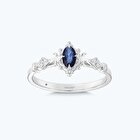 Pırlanta Safir Oval Yüzük