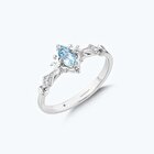 Pırlanta Mavi Topaz Oval Yüzük