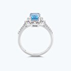 Pırlanta Mavi Topaz Emerald Kesim Yüzük