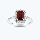 Pırlanta Garnet Emerald Kesim Yüzük