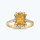 Pırlanta Sitrin Emerald Kesim Yüzük