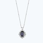 Pırlanta Safir Oval Kolye