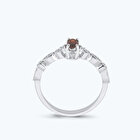 Pırlanta Garnet Taşlı Oval Yüzük