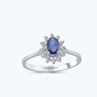 Pırlanta Safir Oval Yüzük