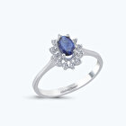 Pırlanta Safir Oval Yüzük