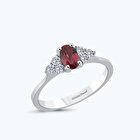 Pırlanta Rhodolite Taşlı Oval Yüzük