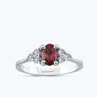 Pırlanta Rhodolite Taşlı Oval Yüzük