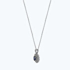Pırlanta Safir Oval Kolye