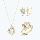 Altın Üçlü Baget Taşlı Set