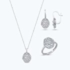 Altın Üçlü Baget Taşlı Set