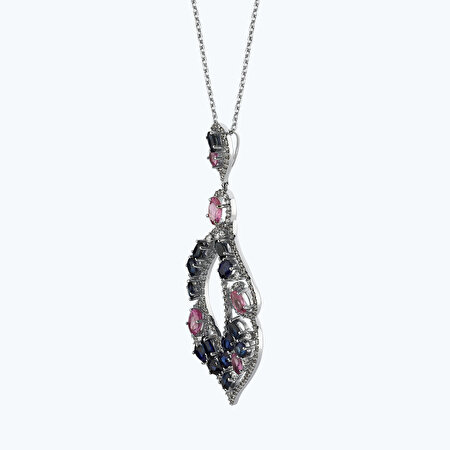 Pırlanta Safir Oval Kolye