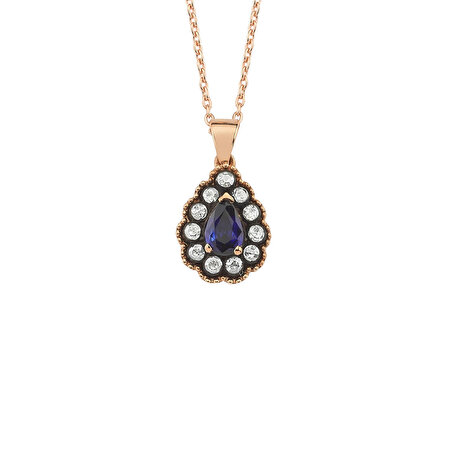 Elmas Safir Damla Kolye
