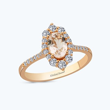 Pırlanta Morganite Taş Oval Yüzük