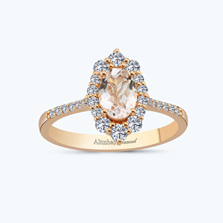 Pırlanta Morganite Taş Oval Yüzük