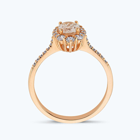 Pırlanta Morganite Taş Oval Yüzük