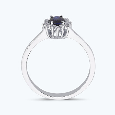 Pırlanta Safir Oval Yüzük