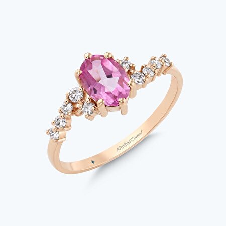 Pırlanta Pembe Safir Vintage Yüzük