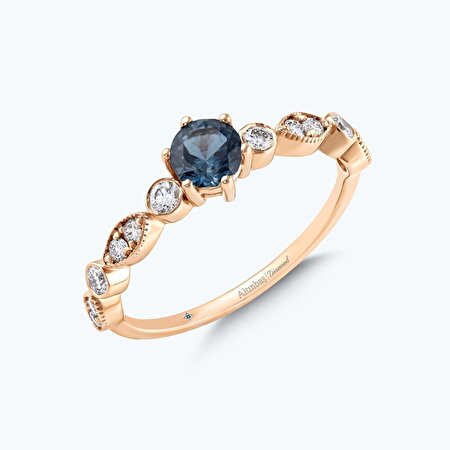 Pırlanta Mavi Topaz Vintage Yüzük