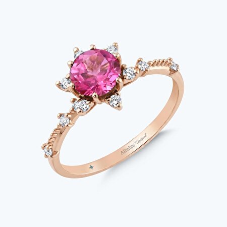 Pırlanta Pembe Safir Vintage Yüzük