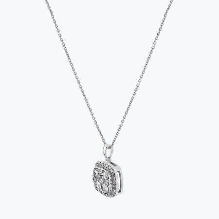 Pırlanta Taşlı Kare Kolye
