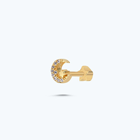 Altın Tragus Ay Yıldız Piercing