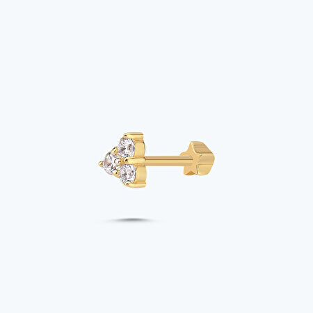 Altın Tragus Taşlı Piercing